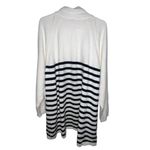Jā Jill Open Cardigan Sweater Women Size 3X Cream Navy Blue Stripe Long Nautical Photo 4