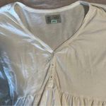 Anthropologie  Babydoll Long Sleeve Top Cream V Neck Buttons Size Medium Photo 1