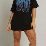 Club Bed Women’s One Size Boo Halloween Oversized‎ Tee Shirt Dress Black Goth Size L Photo 0