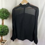 Sandro  Black Long Sleeve Sheer Blouse Top 3 L Photo 2