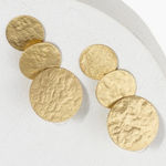 Anthropologie Hammered Gold Filled Oval 3 Disc Post Back Drop Statement Earrings Photo 0