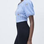 ZARA  | Puff Sleeve Embroidered Blouse Photo 2