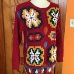 Vintage 80s bright colorful artistic sweater Red Photo 5