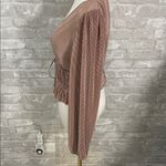 ZARA  Taupe V-Neck Pleated Blouse Photo 1