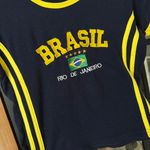Vintage y2k Brasil baby tee navy rio de janeiro embroidered flag contrast crew Blue Size M Photo 2