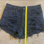 American Eagle Outfitters Black / Dark Gray Distressed Denim Jean Shorts, Size 6 Photo 4