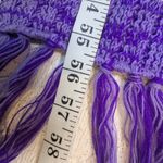 Striped Knit Scarf with Fringe – Purple Cream Acrylic Made in Japan White Photo 2