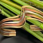 Unsigned Mixed Metal Copper Brass Silver Altered Wavelength Cuff Bracelet 17g. Photo 0