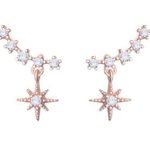 14K Rose Gold Plated Six Pointed Star Stud Earrings for Women Photo 0