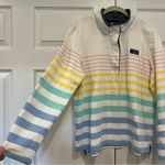 LL Bean Rugby VTG Mock Neck Button Pullover Rainbow Stripe 100% Cotton Womens LP White Size undefined Photo 2