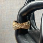 Michael Kors  Rose Gold Tone Baguette Pave Crystals Interlocking Ring Size 7.5 Photo 5