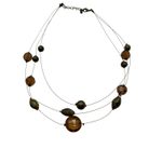 Amber Brown Beaded Necklace Gold Tone Wire‎ Statement Costume Jewelry Women Y2K Photo 1