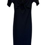 Forever 21 F21 midi dress bodycon Black cut out tie front short sleeve stretch small NWT Photo 0