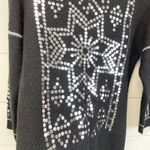 Rene Derhy Snowflake Sweater Womens Medium Sequin Holiday Jumper Festive Blingy Black Photo 2