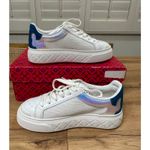 Tory Burch  Ladybug Lace Up Low Top Sneakers White Blue Leather Size 5.5 NIB Photo 7