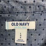 Old Navy  Women’s Shirt Gray With Blue Polka Dots Long Sleeves Size Large Photo 6