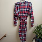 Mable Colette Shirt Button Down Flannel Midi Dress red & blue Size S Photo 1