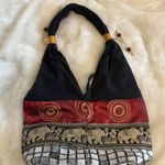 BLACK CLOTH MINI BAG RED SATIN METALLIC AND COTTON WITH ELEPHANT DESIGN Photo 3