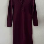 Madewell  Henley Sweater Midi Dress Maroon Ribbed XS Photo 0