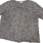 Parsley & Sage 3/4 Sleeve Gray Floral Embroidered Distressed VTG Wash Cardigan Size L Photo 0