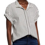 frame denim Black and White Striped Button Down Shirt Photo 0