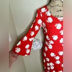 Boden Miriam Dress in Reddish Orange Floral Print with Bell Sleeves Sz 8L Red Photo 6