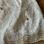 Laurence Kazar Vintage  Cream Gold Tassel Beaded Sequin Metallic Glam Blouse top Photo 13