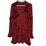 Brittany Black Women's Red Black Marbled Ruffled Long Sleeve Sweater Size 2X Photo 1