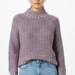 SO  Textured Knit Mock Neck Cropped Sweater Womens M Lilac Purple Scandinavian Photo 0