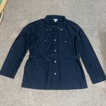 Garnet Hill Twill Cargo Jacket Belted Roll-Tab Sleeves Carbon Blue XS Photo 1