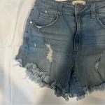 Distressed Tricot Denim Shorts Photo 1