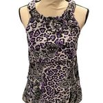 Byer California Y2K purple leopard lace ruffle 3D floral high neck top  Photo 0