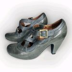 Miz Mooz Soho Mary Jane Pump Womens 8 Gray Green Leather Derby Strappy Heel Photo 2
