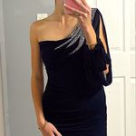 Deb Navy Blue One Shoulder Bodycon Homecoming Dress Size L Photo 0