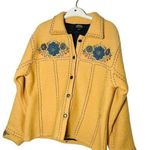 Icelandic Design Mustard Yellow Floral Wool Embroidered Shacket Jacket Size L Size L Photo 0