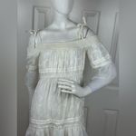 Free People White Semi Sheer Off the Cold Shoulder Ruffle Cover Up Dress M. D29 Photo 3