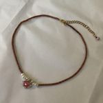 Pink sparkle flower necklace set Photo 4