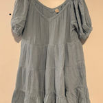 La Vie Rebecca Taylor Blue Tiered Midi Dress Women’s L Gauze Cotton Boho Peasant Size L Photo 0