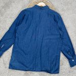 Liz Claiborne Women’s Vintage Denim Button Up Shirt Longsleeve Pintuck Pleated L Photo 7