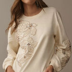 Pilcro Anthropologie  Beaded Embroidered Sweatshirt Photo 0
