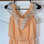 60s VINTAGE ORANGE LACE MAXI DRESS DAINTY COTTAGE CORE EASTER Photo 1