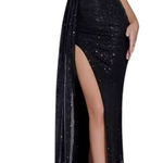Adyce One Shoulder High Slit Sequin Dress in Black, Size L​​ Black Size L Photo 0