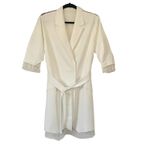 Rime Arodaky Jax Mini Dress Belted Lace Trimmed Crepe Wrap White Size US 6 FR 38 Photo 2