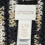 Chico's  Fringe Poncho Sweater Knit Striped‎ Black Beige S/M Photo 4