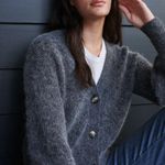 Quince  Baby Alpaca Wool Cropped Button Down Cardigan Charcoal Gray Sz Small Photo 0