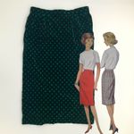 Annie Griffin Polka Dot Velvet Pencil Skirt Black Green‎ Photo 1