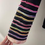 Y2K 90’s Black Rainbow Psychedelic Rip N Tear Wide Bell Sleeve Full Zip Hoodie Size L Photo 4