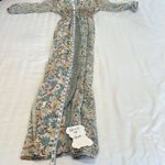 NWT R Vivimos szS sheer long sleeve button front floral print maxi dress coverup Brown Photo 10