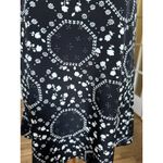 Free People  Black White Floral Print Boho Dress Size 2 Ruffle Bell Sleeve Photo 2