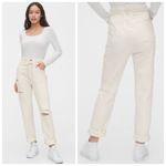 Gap New  Off White Boyfriend High Rise Drawcord Distressed Jeans Size 10/30 Photo 1